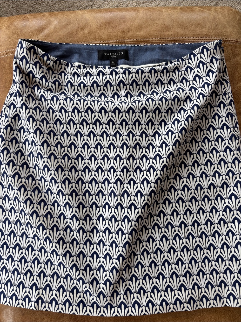 Talbots Navy and White Geometric Mini Skirt